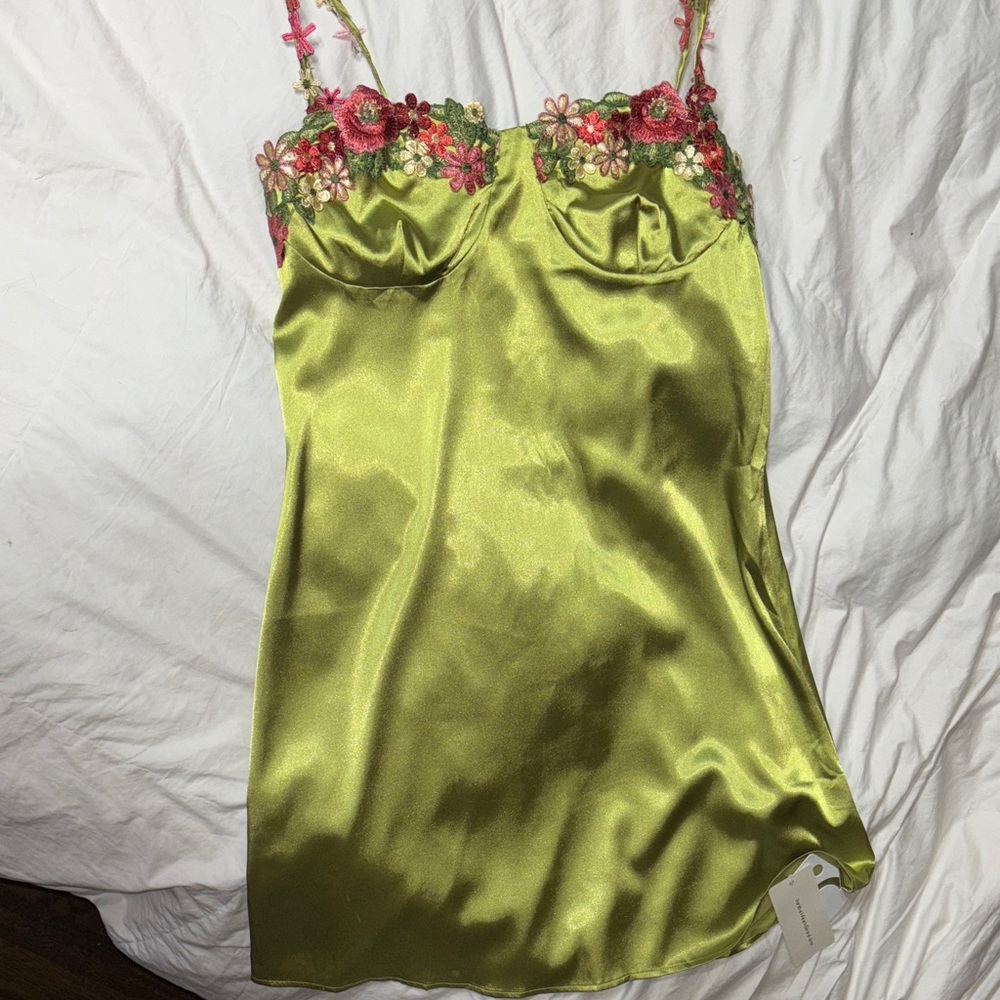 Commense Green Floral Mini Dress